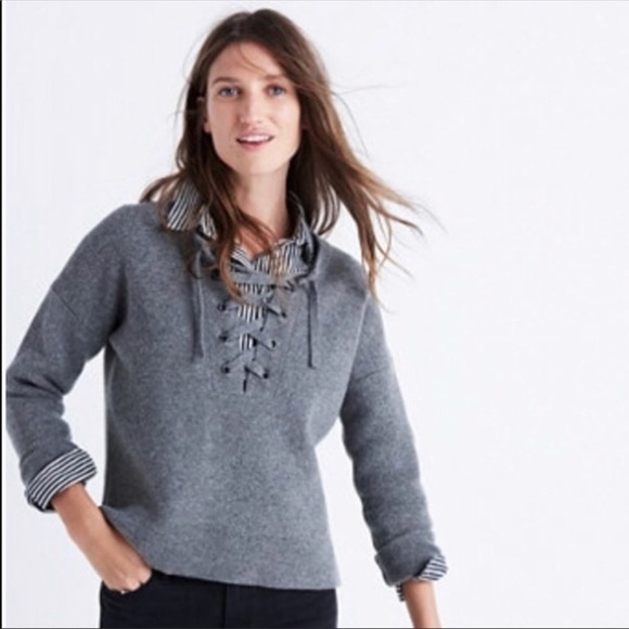 Madewell Sweaters - Madewell laced up gray sweater